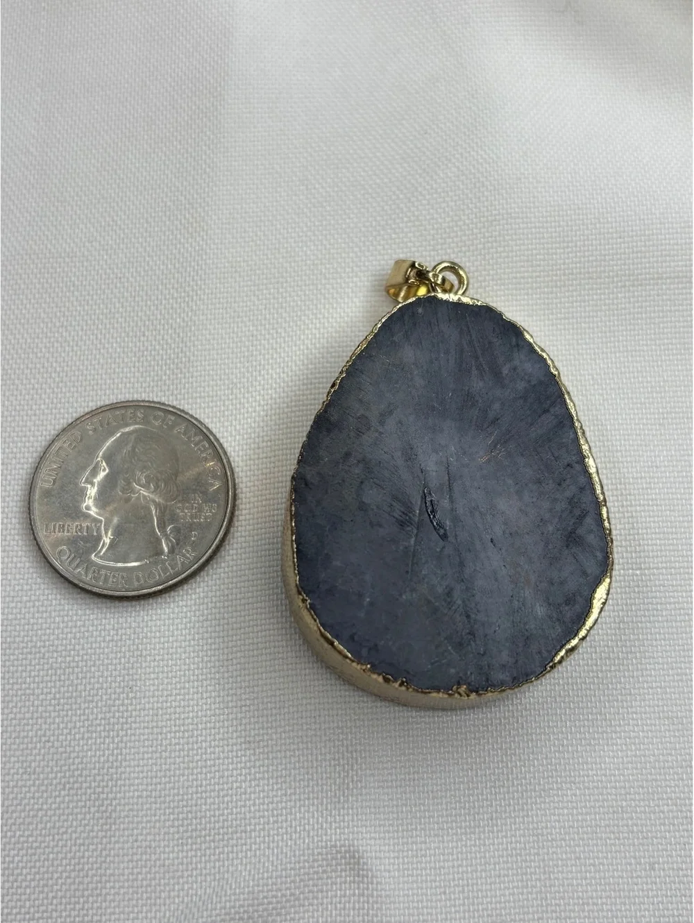Natural Black Druzy Geode Pendant with Gold Trim
